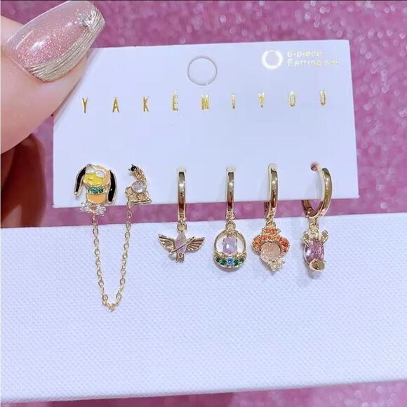 14K Gold Disney Toy Story Theme Stud Mismatched Huggie Hoop Ear… - Picture 1 of 5